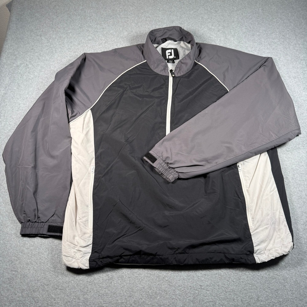 FootJoy Mens XXL Gray Colorblock Half Zip Golf Windbreaker Jacket Mock Neck